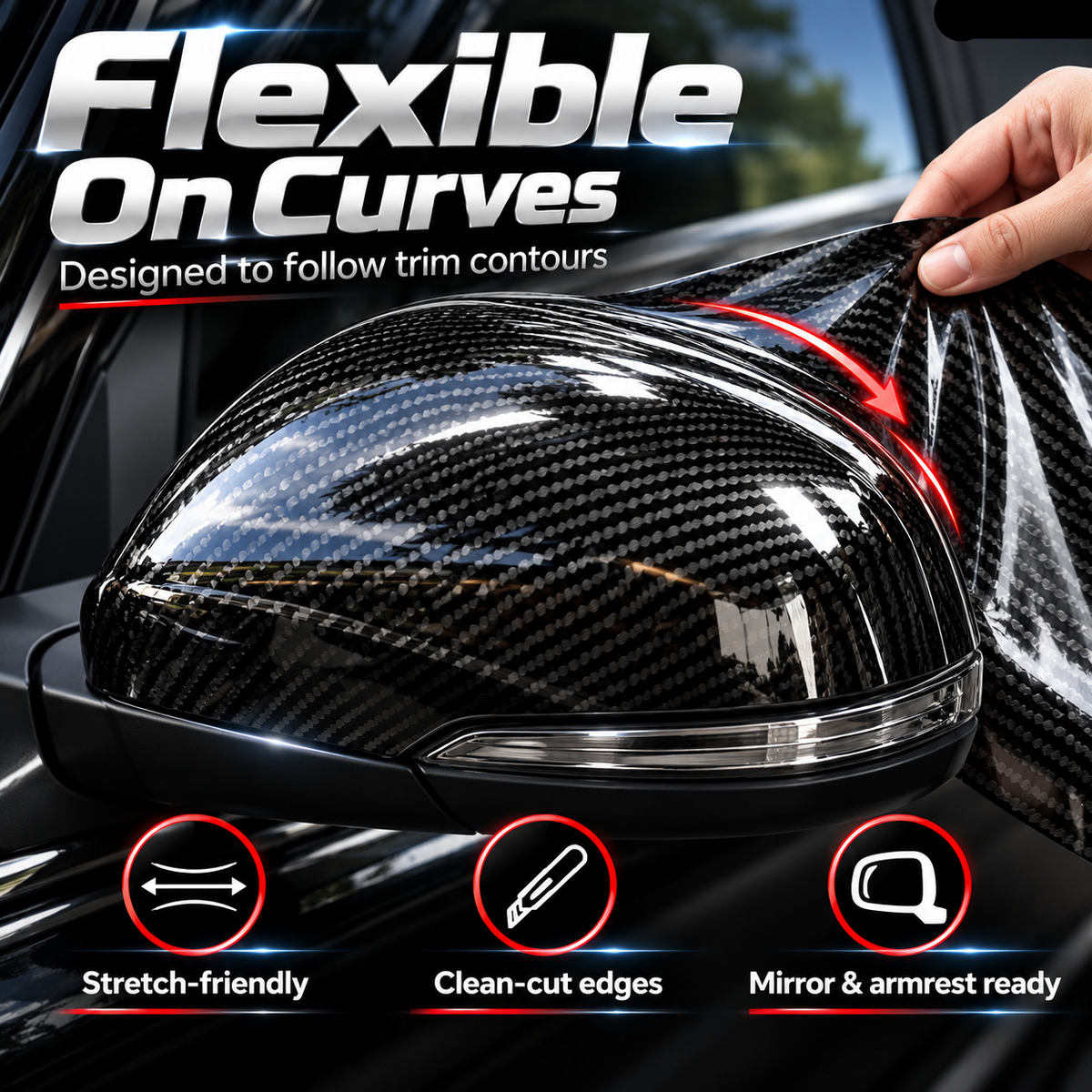 ✨ 6D Gloss Carbon Fiber Vinyl Wrap – Self-Adhesive Waterproof Car Interior & Exterior Trim Film
