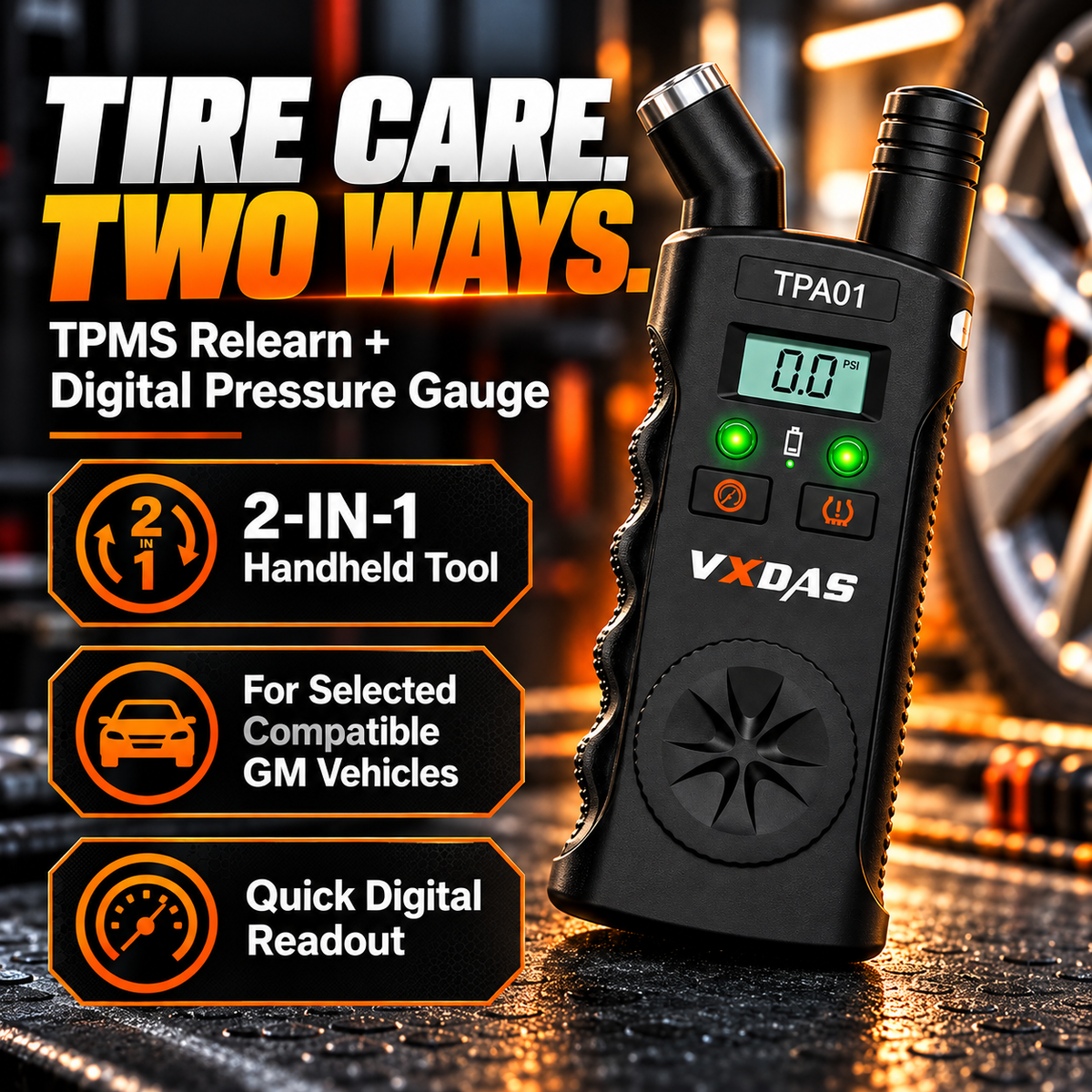 🔧 50% OFF! 2-in-1 TPMS Relearn Tool with Digital Tire Pressure Check
