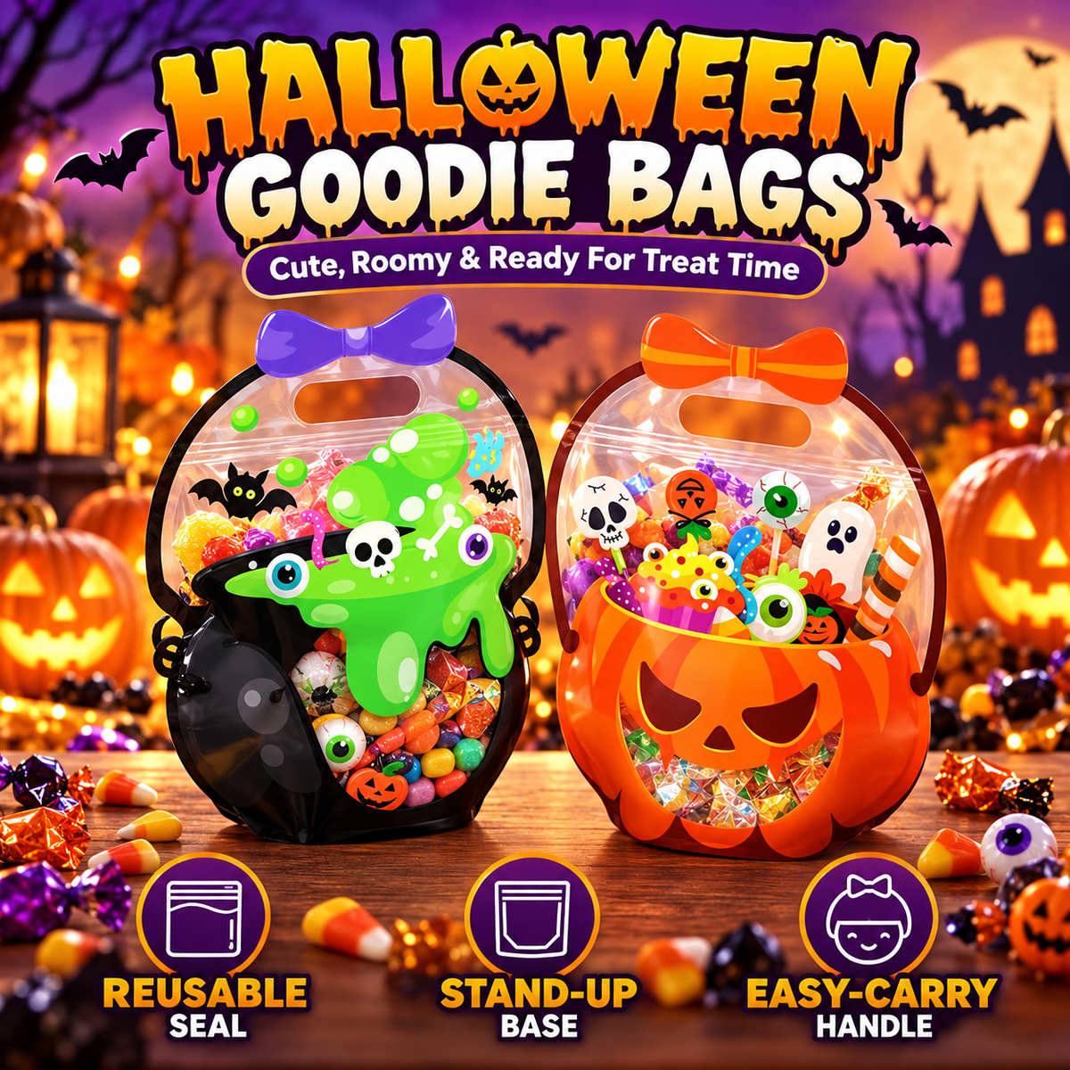 🎃 50% OFF Today! Halloween Goodie Bags for Treats, Candy & Party Favors