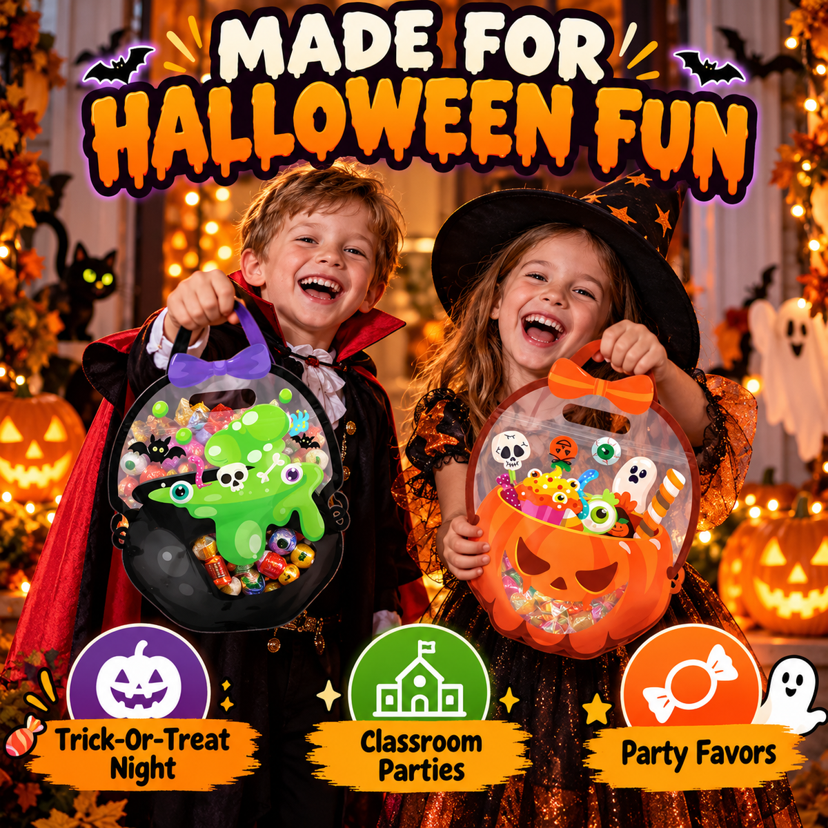 🎃 50% OFF Today! Halloween Goodie Bags for Treats, Candy & Party Favors