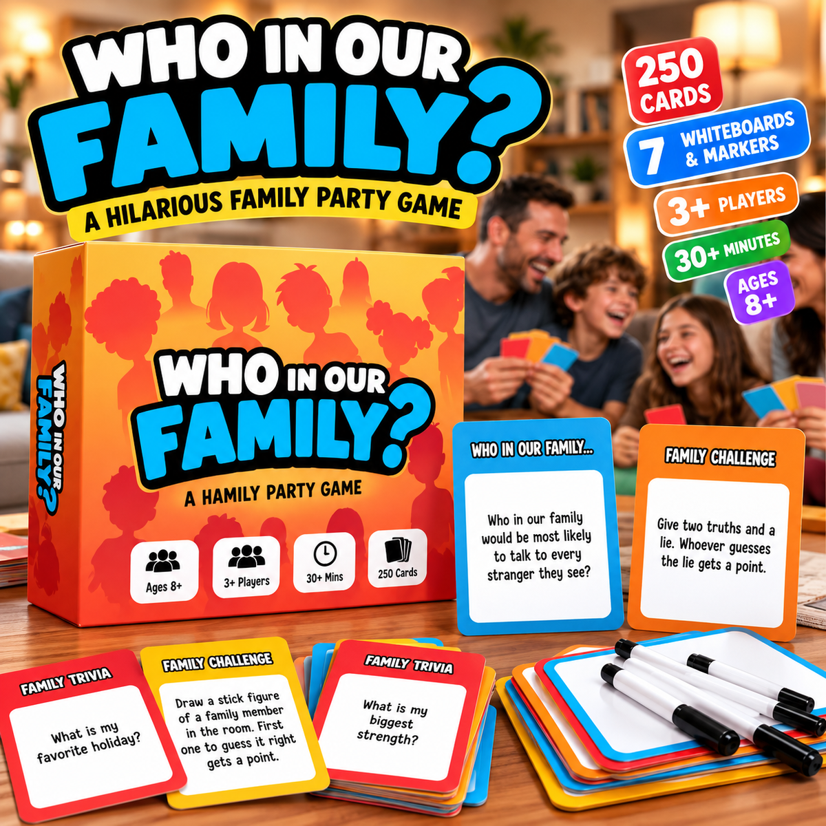 😂 50% OFF Today! Who In Our Family? Hilarious Party Game for Family Game Night