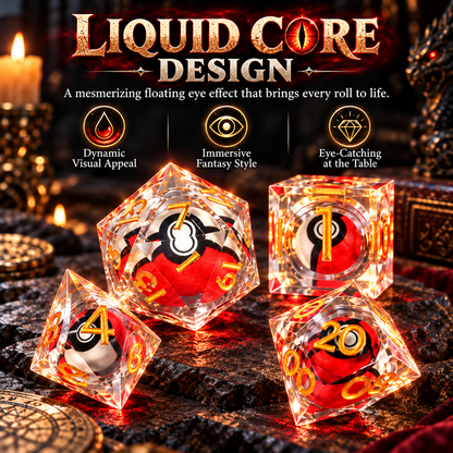 🎲Rotating Eye DND Dice Set – 7-Piece Liquid Core Polyhedral Dice
