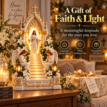 ✨ Heaven Opens™ – Step-by-Step Illuminated Jesus Stairway | Faith, Hope & Love