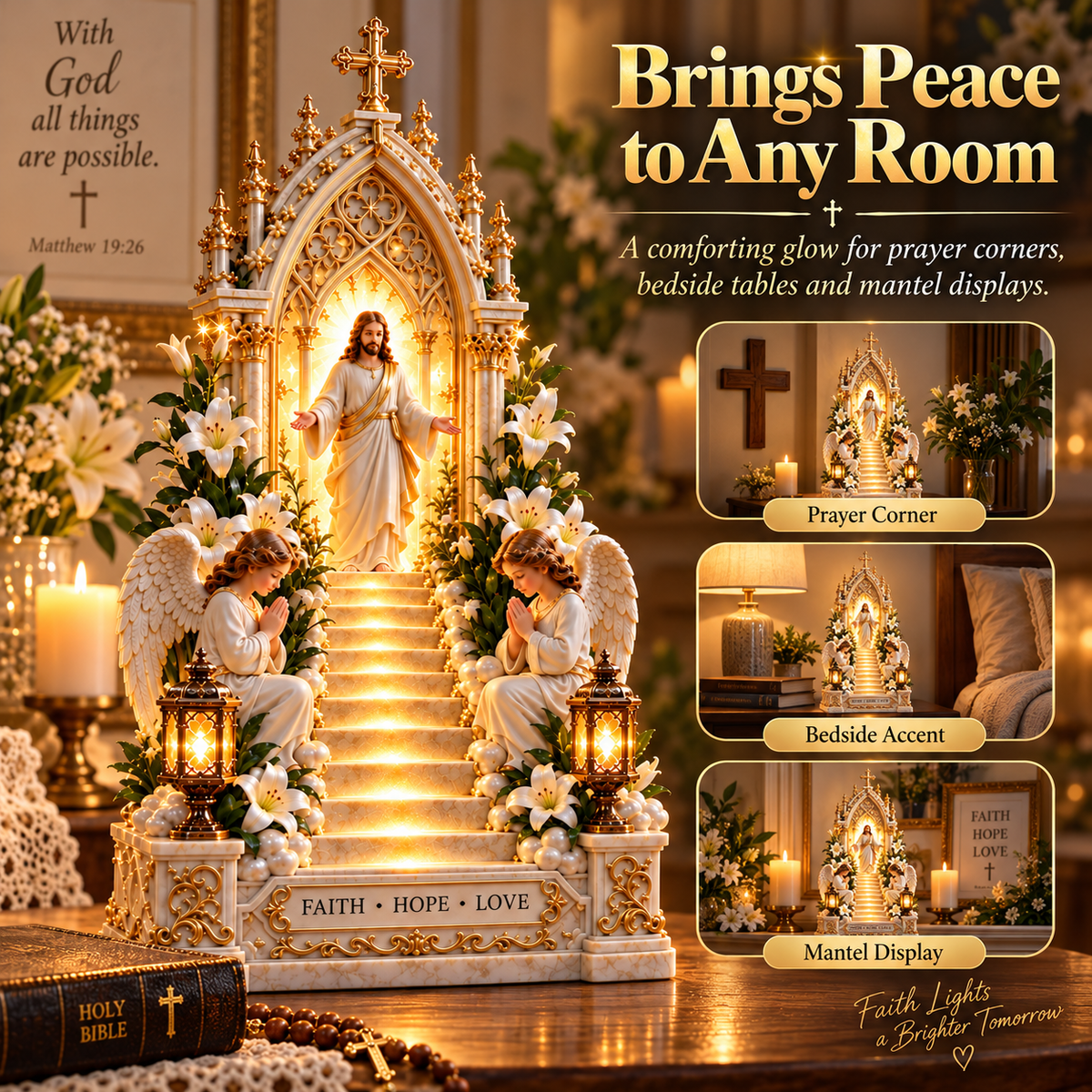 ✨ Heaven Opens™ – Step-by-Step Illuminated Jesus Stairway | Faith, Hope & Love