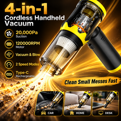 🧹 4-in-1 Cordless Handheld Vacuum – Compact Everyday Cleaning Tool