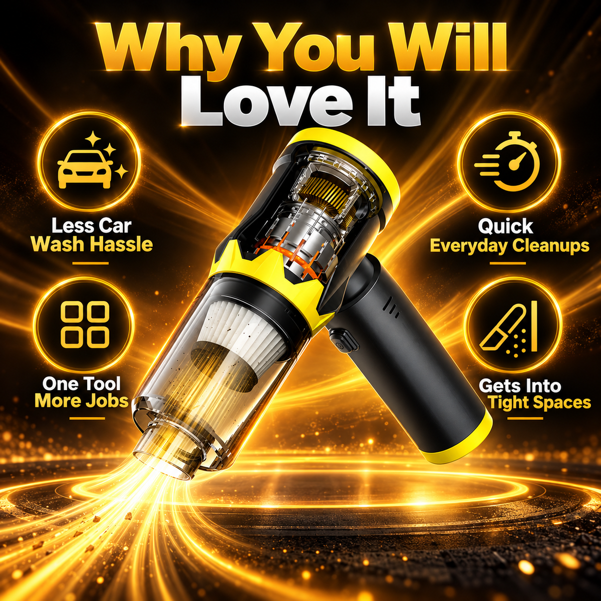 🧹 4-in-1 Cordless Handheld Vacuum – Compact Everyday Cleaning Tool