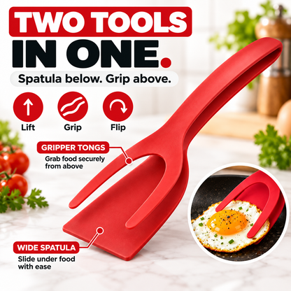 🍳 2-in-1 Spatula Tongs – Lightweight Nylon Cooking & Flipping Tool