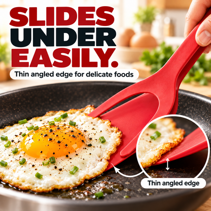 🍳 2-in-1 Spatula Tongs – Lightweight Nylon Cooking & Flipping Tool