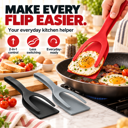 🍳 2-in-1 Spatula Tongs – Lightweight Nylon Cooking & Flipping Tool