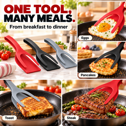 🍳 2-in-1 Spatula Tongs – Lightweight Nylon Cooking & Flipping Tool