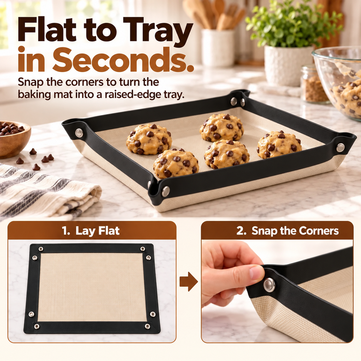 Foldable Silicone Baking Mat 🍪 – 30×40cm Nonstick Tray in Black