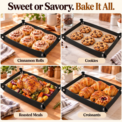 Foldable Silicone Baking Mat 🍪 – 30×40cm Nonstick Tray in Black