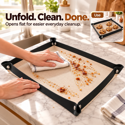 Foldable Silicone Baking Mat 🍪 – 30×40cm Nonstick Tray in Black