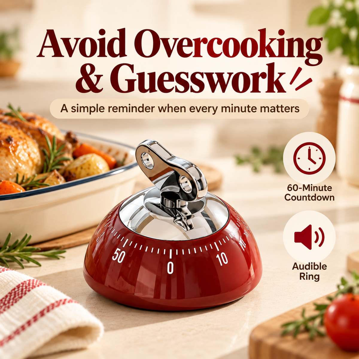 Retro Magnetic Kitchen Timer ⏰ – Vintage-Style Cooking Countdown