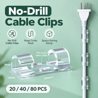 Adhesive Cable Management Clips 🔒 – 20/40/80PCS Cord Organizer Options