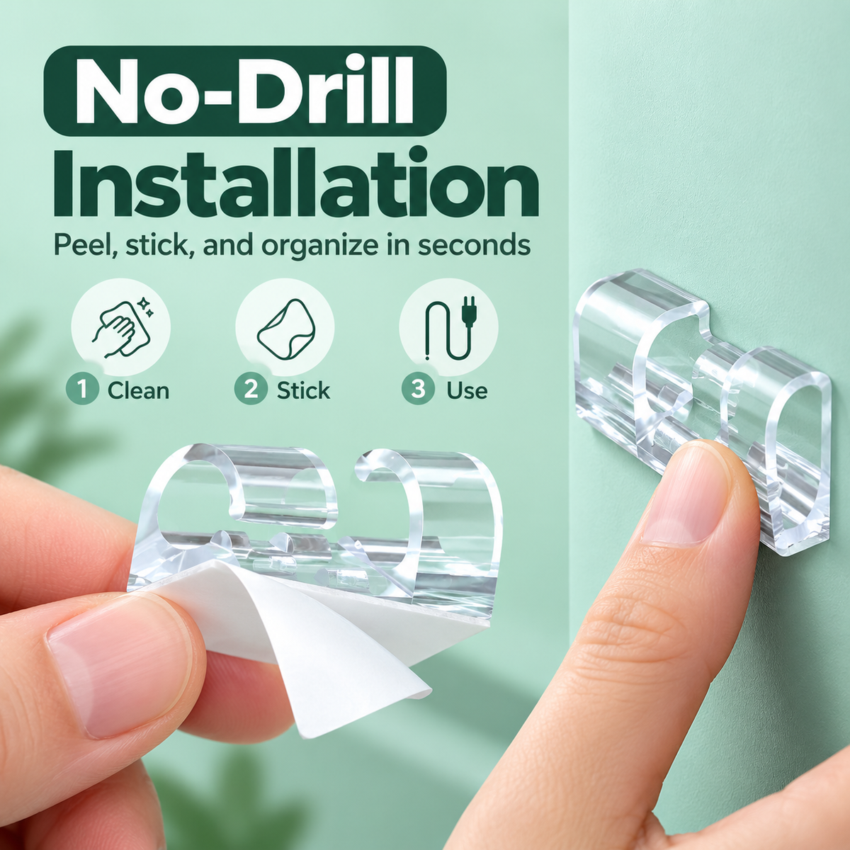 Adhesive Cable Management Clips 🔒 – 20/40/80PCS Cord Organizer Options