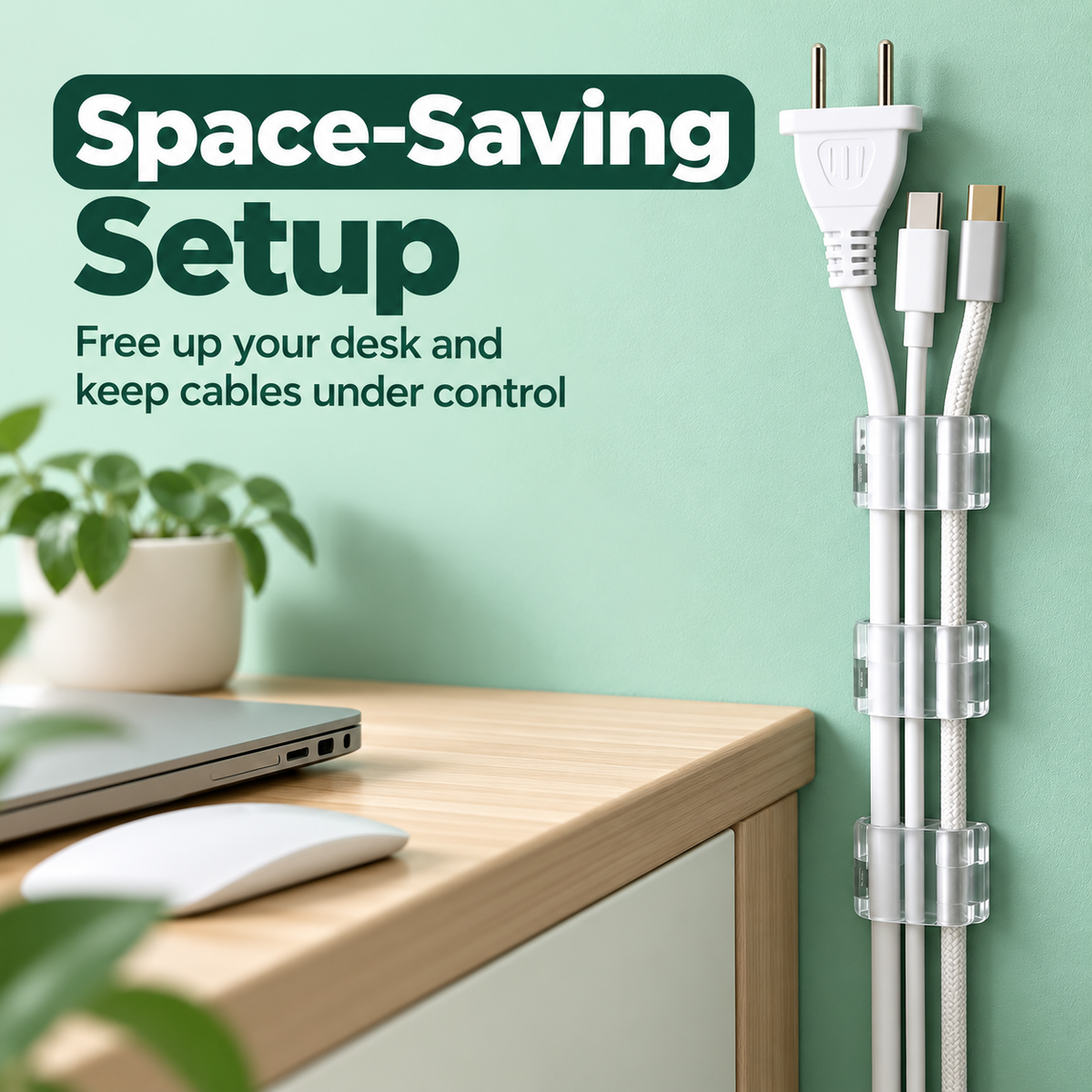 Adhesive Cable Management Clips 🔒 – 20/40/80PCS Cord Organizer Options