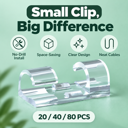Adhesive Cable Management Clips 🔒 – 20/40/80PCS Cord Organizer Options