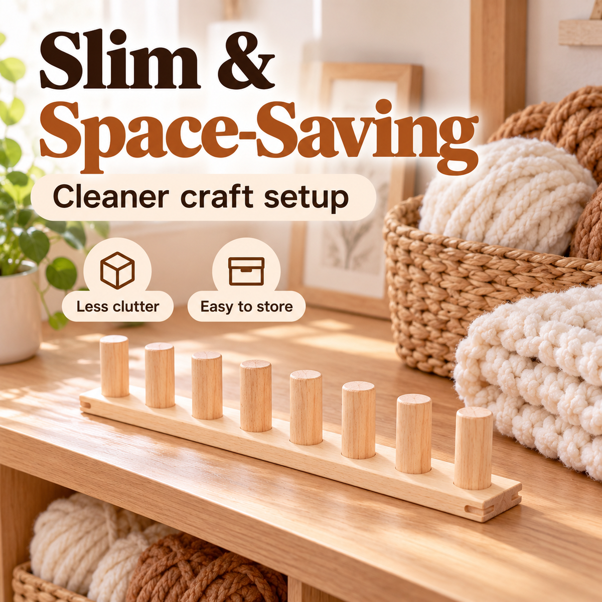 🧶 Portable Wooden Weaving Loom for Chunky Yarn | Adjustable Frame for Cozy DIY Blankets & Throws 🪵