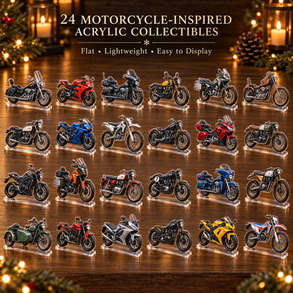 🎁 2026 Motorcycle Legends Advent Calendar – 24 Flat Acrylic Motorcycle Collectibles