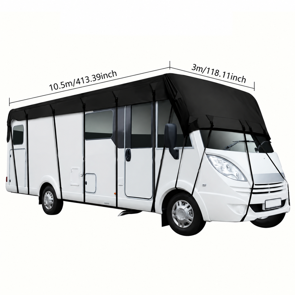 RV & Motorhome Roof Cover – Durable 210D Oxford Fabric with Adjustable Tie-Down Straps