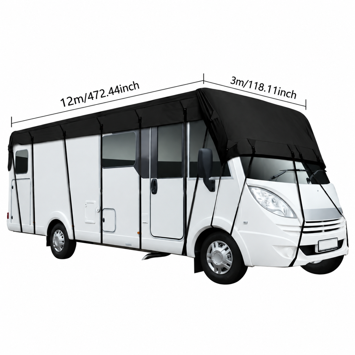RV & Motorhome Roof Cover – Durable 210D Oxford Fabric with Adjustable Tie-Down Straps