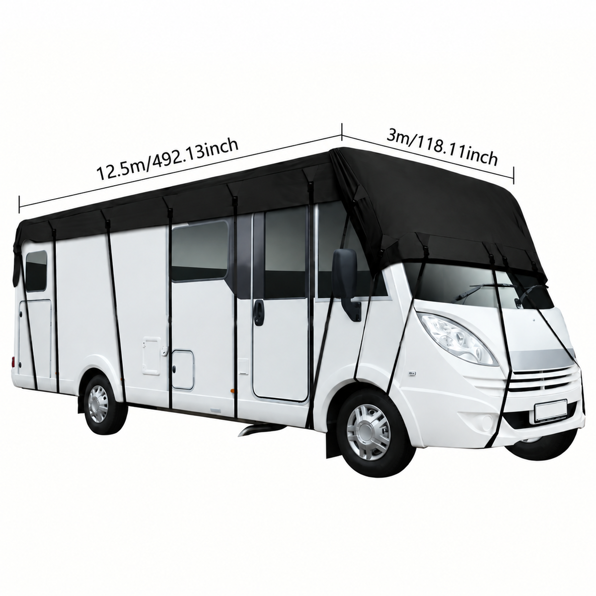RV & Motorhome Roof Cover – Durable 210D Oxford Fabric with Adjustable Tie-Down Straps