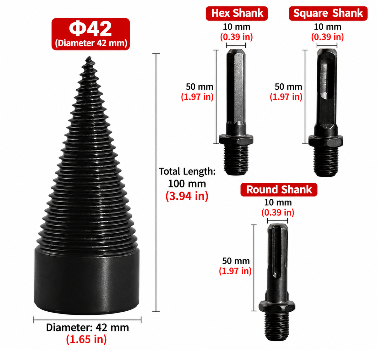 ⚡ Heavy-Duty Firewood Log Splitting Drill Bit, 1.25 in (32 mm)