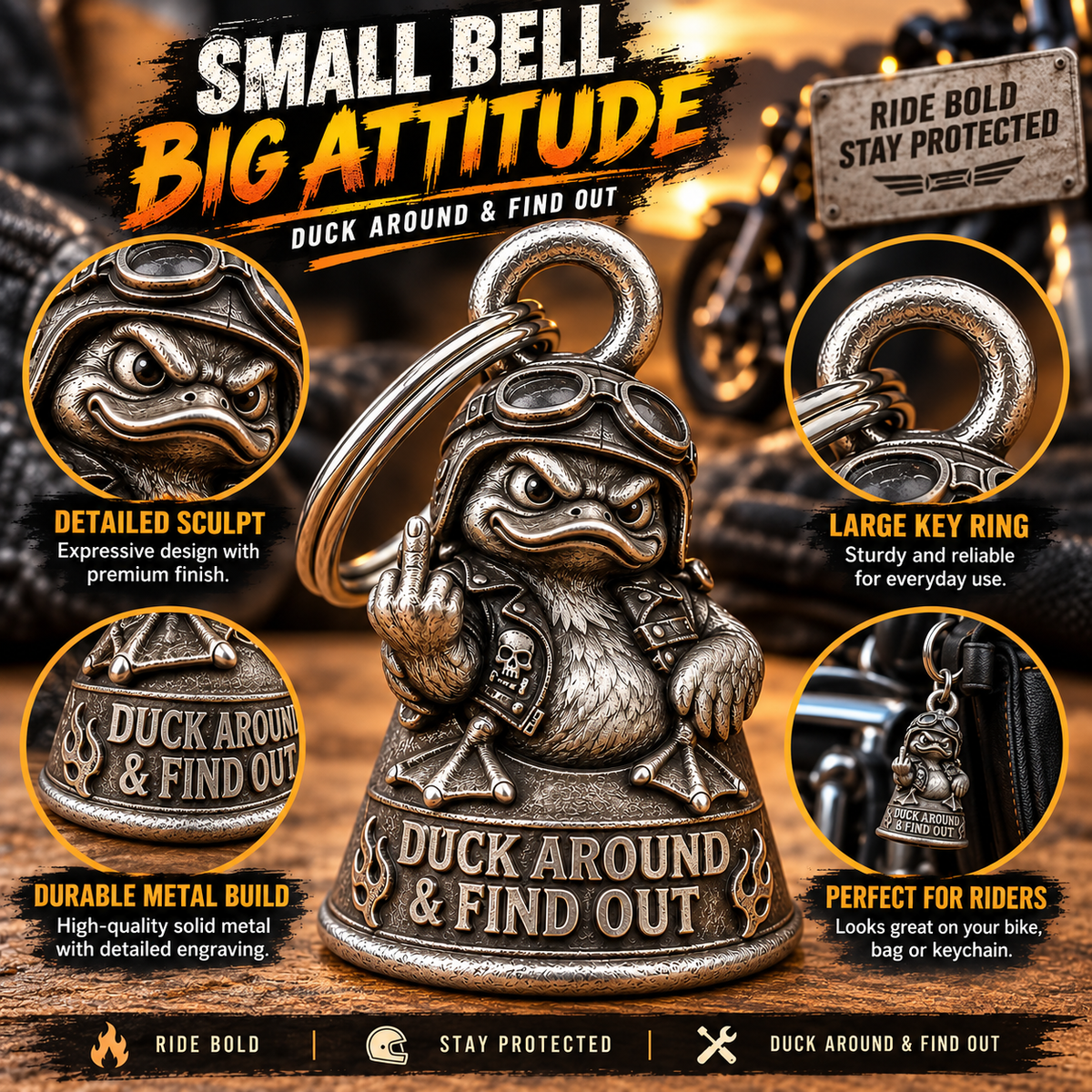 🏍️ Funny Motorcycle Biker Bell – Crazy Rider Gift for Him 🔔