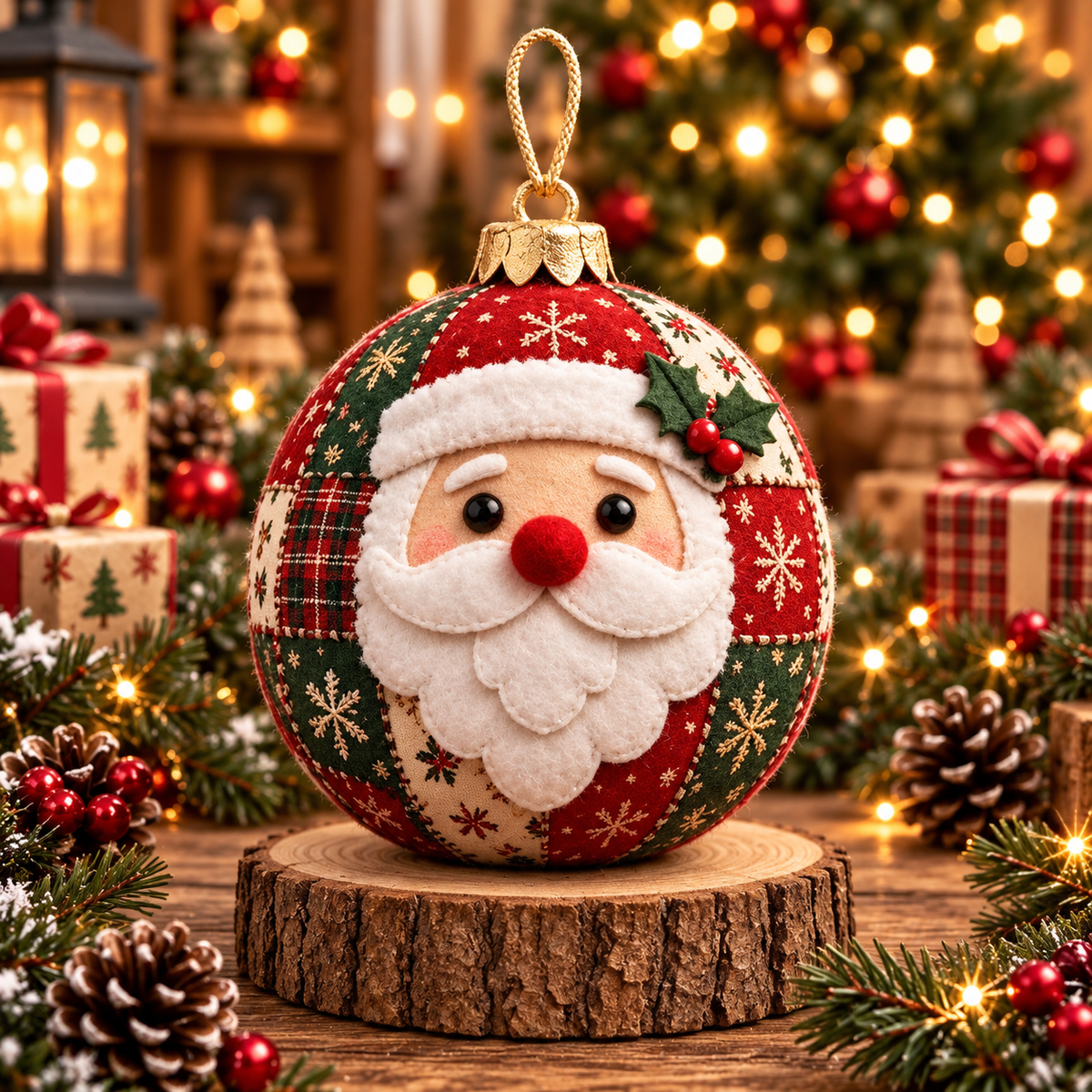 🎄 Cozy Patchwork Christmas Ornament Collection– Handmade Holiday Characters