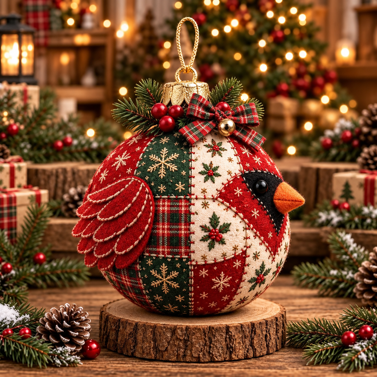 🎄 Cozy Patchwork Christmas Ornament Collection– Handmade Holiday Characters