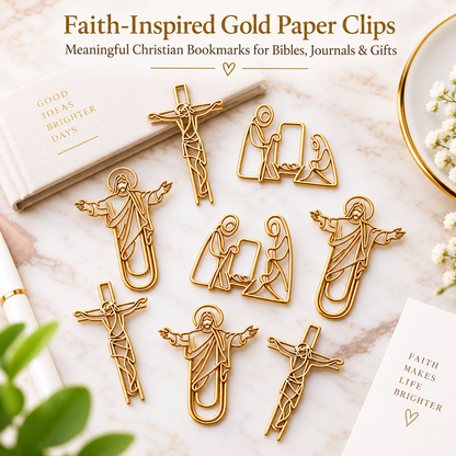 ✝️ Faith-Inspired Gold Paper Clips – Meaningful Christian Bookmarks