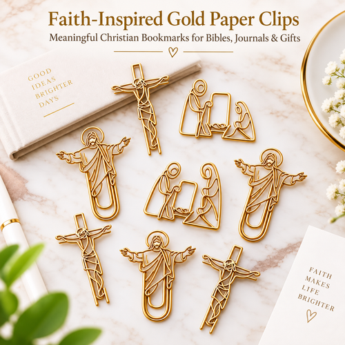 ✝️ Faith-Inspired Gold Paper Clips – Meaningful Christian Bookmarks