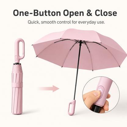 StormReady Compact Auto-Fold Umbrella ☔ Windproof, Water-Repellent Design with Clip-On Loop