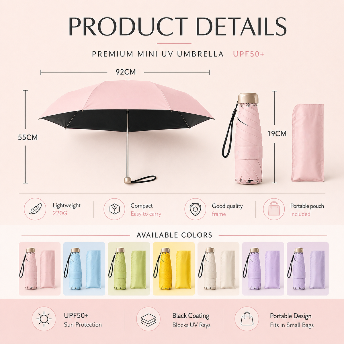 ☔ Pocket Capsule Umbrella – Compact 2-in-1 Rain & Sun Protection