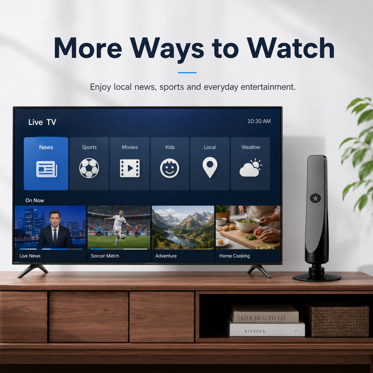 🔥No Subscription. No Installation. 📺Just Plug In & 4K/1080P Enjoy Local TV