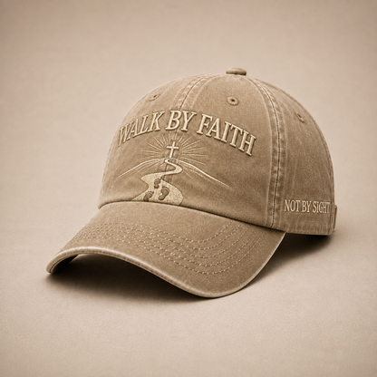 Walk by Faith Embroidered Vintage Washed Dad Hat ✝️