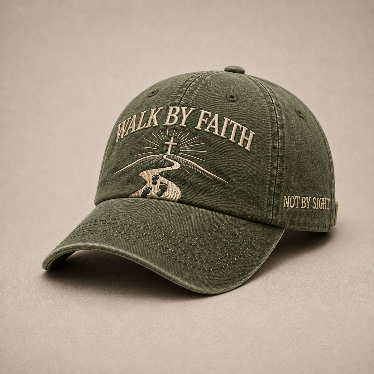 Walk by Faith Embroidered Vintage Washed Dad Hat ✝️