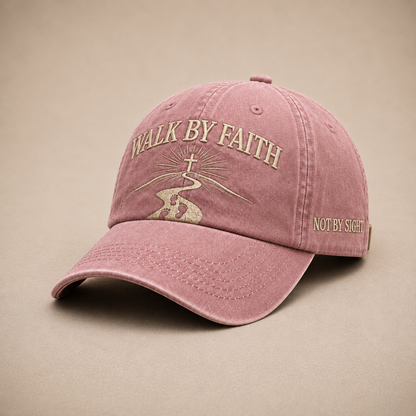 Walk by Faith Embroidered Vintage Washed Dad Hat ✝️