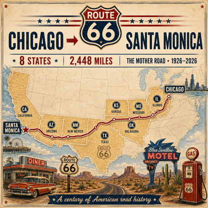 🏁 Route 66 100th Anniversary Collection | 24 Icons of the Mother Road · 1926–2026