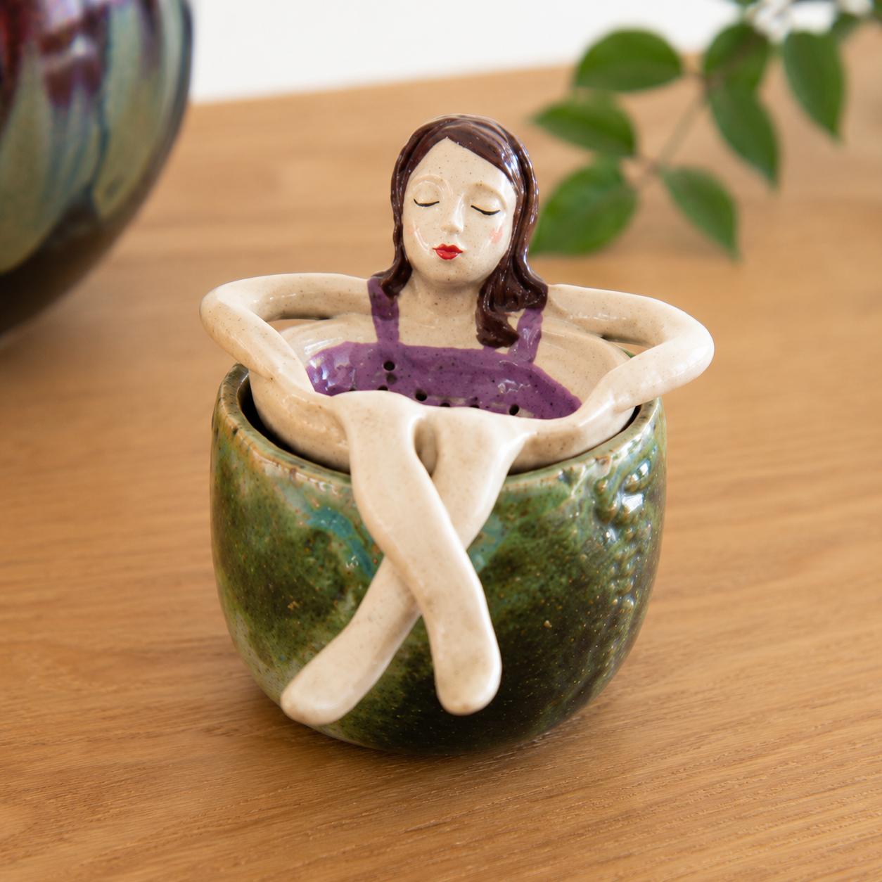 Whimsical Sitting Lady Ceramic Tea Strainer Collection