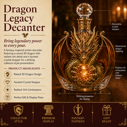 🐉 Dragon Legacy 3D Dragon Decanter & Glass Gift Set | Raised Fantasy Barware, Collector’s Display & Legendary Gift 🎁