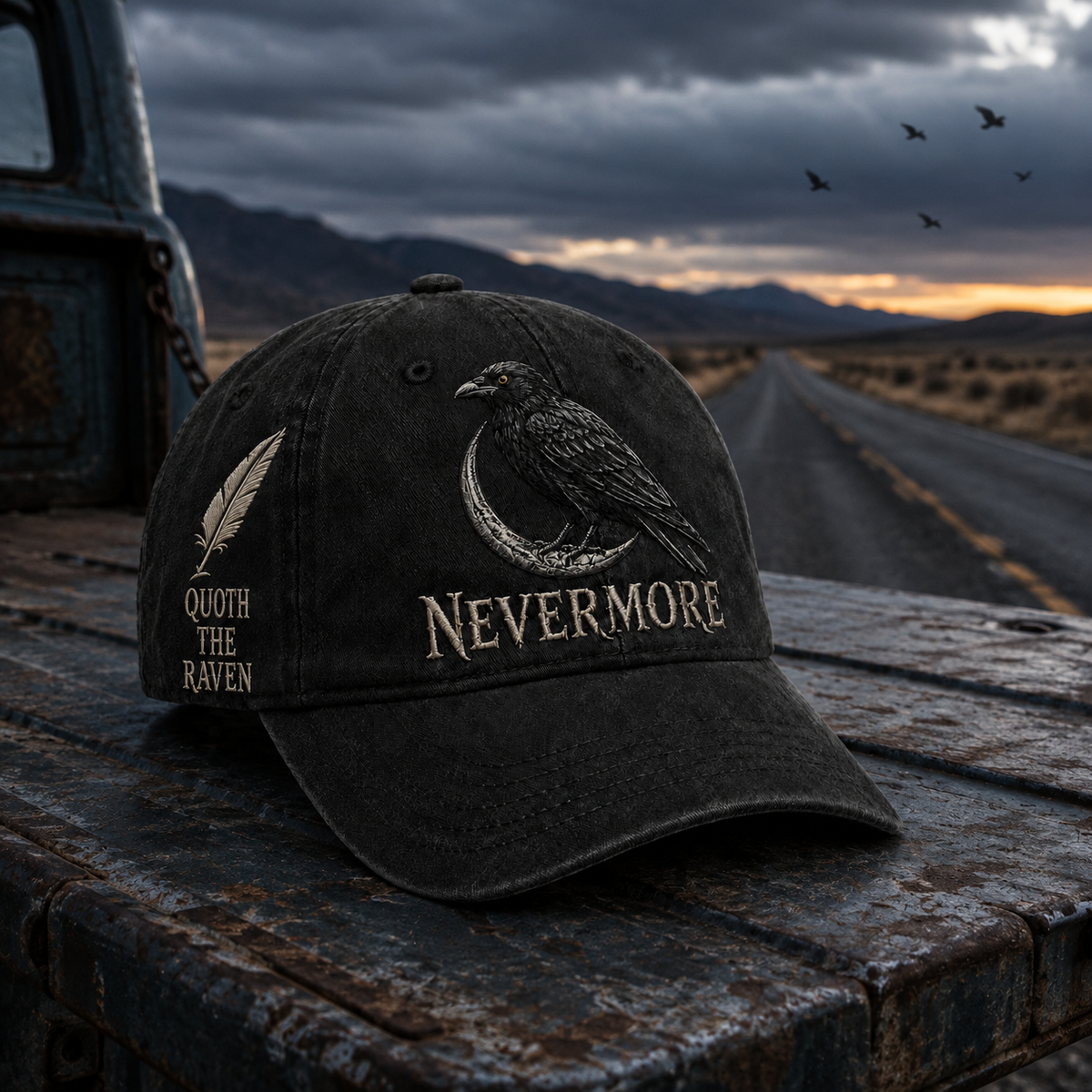 🖤🪶 Vintage Raven Embroidered Baseball Cap | Gothic Bird Lover Hat