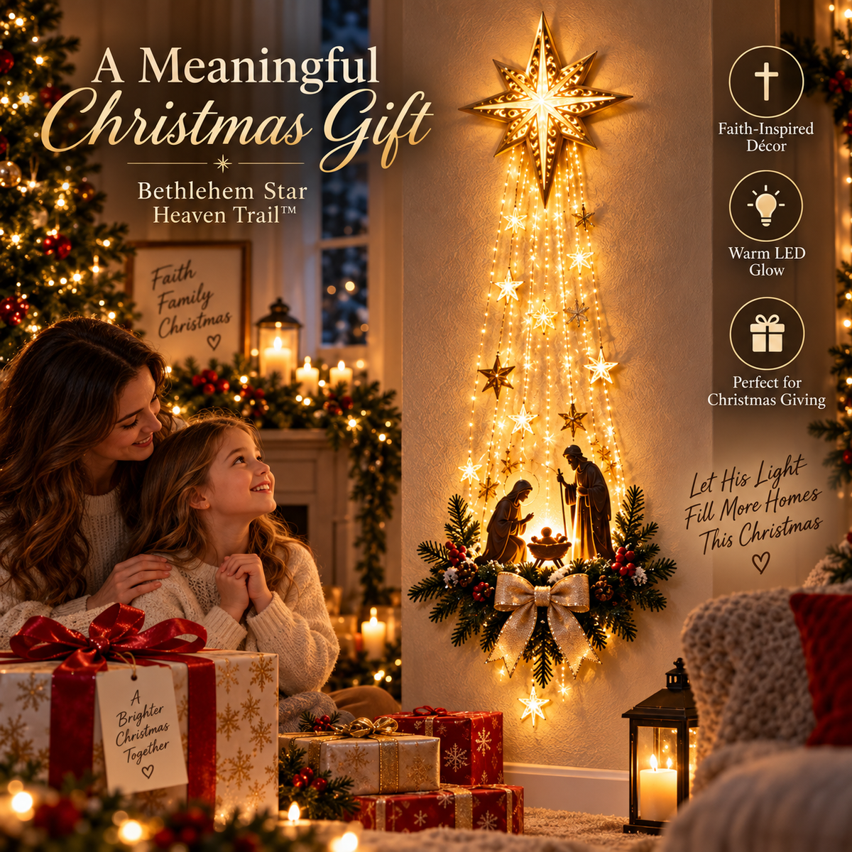 ✨ Star of Bethlehem Christmas Wall Light – Sacred Nativity Home Decor