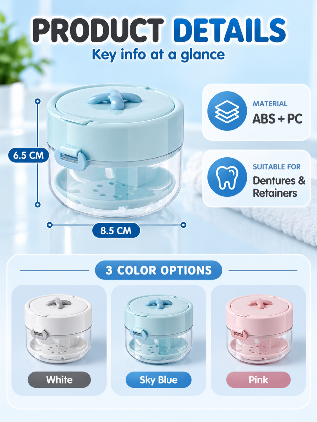 ✨ On-the-Go Retainer Care Case with Soak Bowl, Rinse Basket, Mirror & Cleaning Brush 🦷✈️