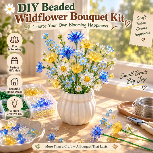 🌸 DIY Beaded Wildflower Bouquet Kit – Handmade Crystal Flower Craft Set