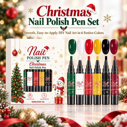 🎄✨ Christmas Nail Polish Pen Set – 6 Festive Colors for Easy DIY Nail Art