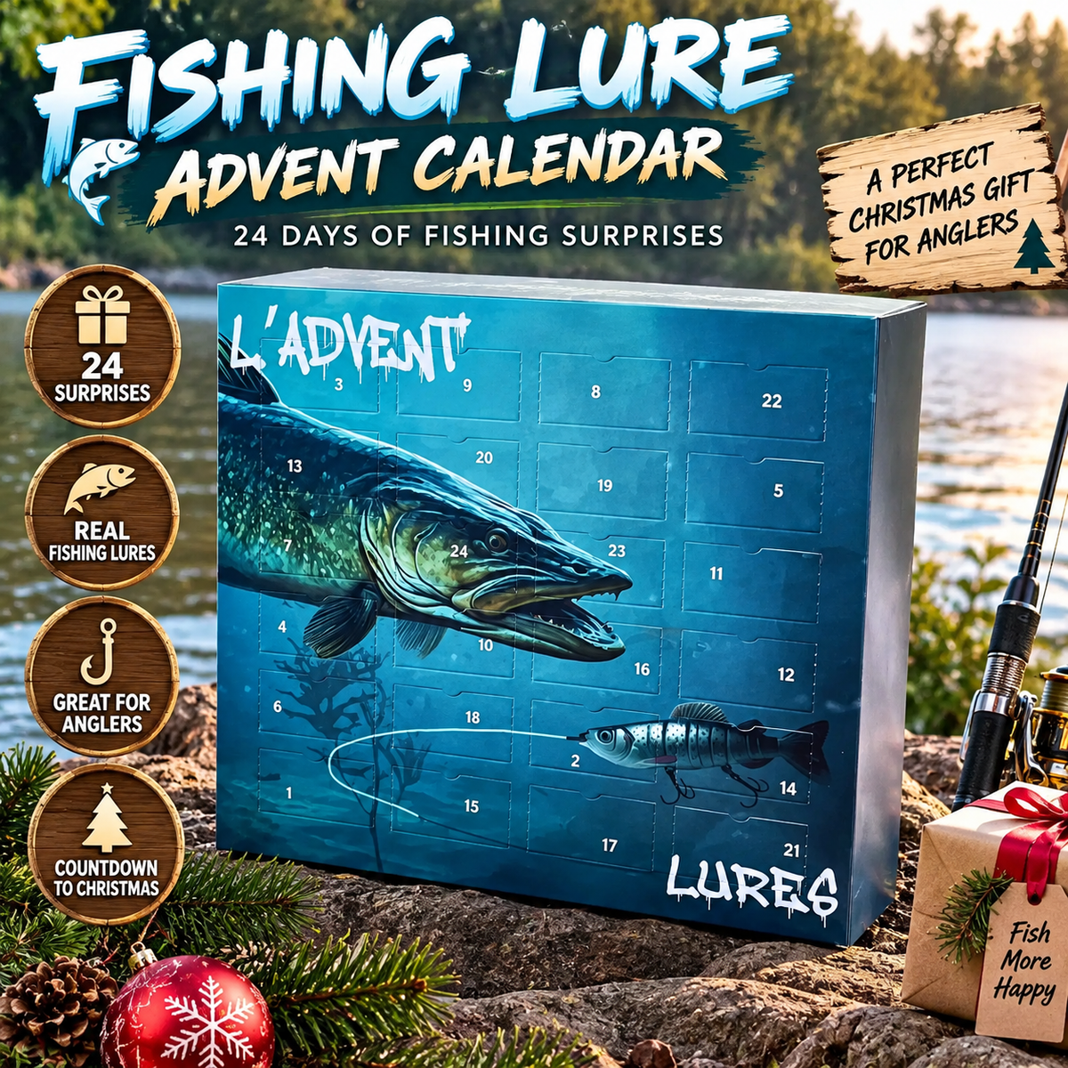 💥  📅Fishing Lure Advent Calendar | 24-Day Christmas Gift for Anglers