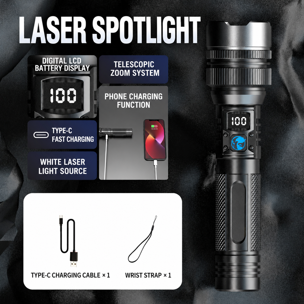🔦🔥 Aluminum Alloy High-Power Flashlight – Zoomable & Rechargeable