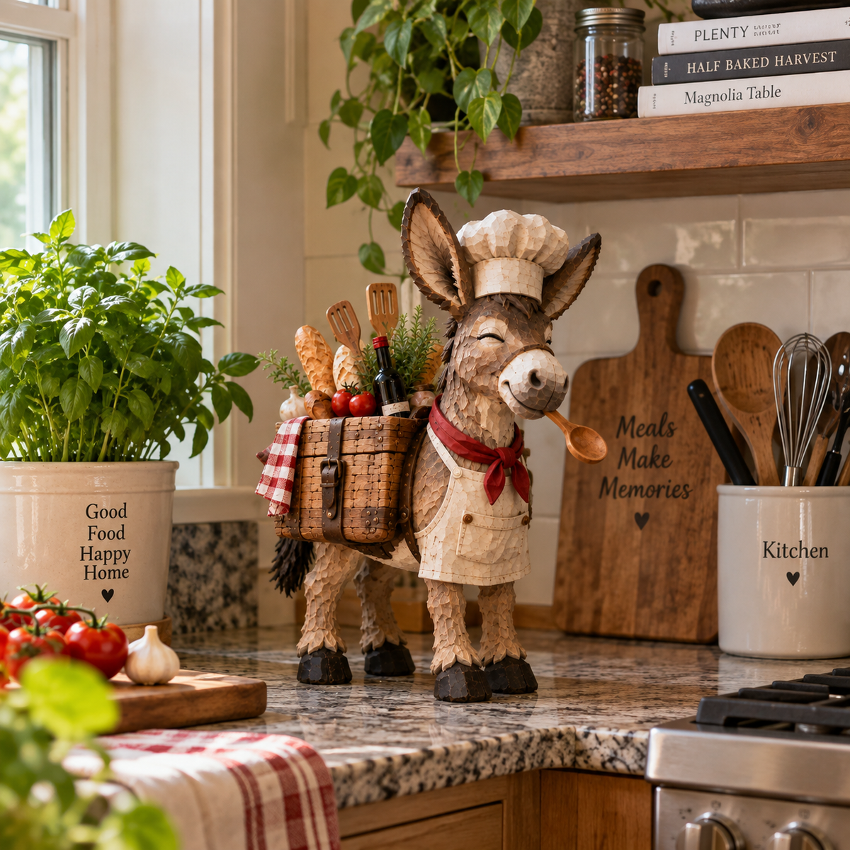 🫏 The Stubborn Little Chef — Carved Kitchen Donkey Figurine